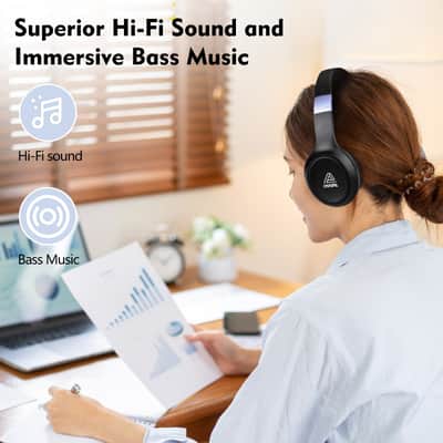 HiFi Over-Ear Noise-Canceling Bluetooth Headphones, Wireless Gaming Headset with Long Battery Life image 5