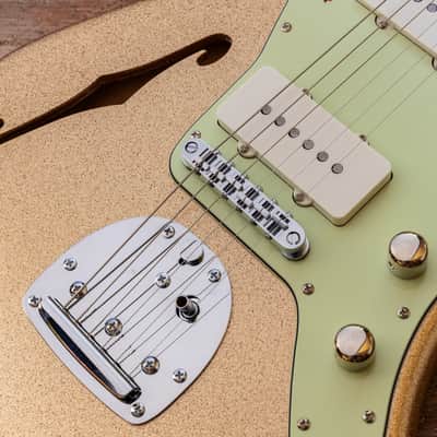Fender USA Strat neck on a Custom Jazzmaster Thinline offset body Champagne Sparkle Fender USA pickups 4-way wiring Gotoh bridge - unique! image 22