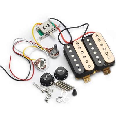 Zebra Guitar Neck Bridge Humbucker Pickups with Wiring Harness, Knobs image 1