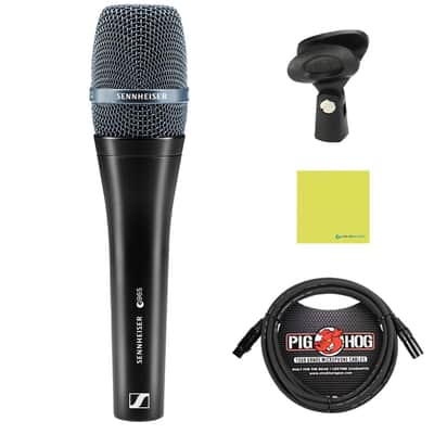 Liquid Audio - Sennheiser E 965 Condenser Handheld Vocal Microphone Bundle w/Pig Hog PHM10 8mm Mic Cable Polishing Cloth image 1