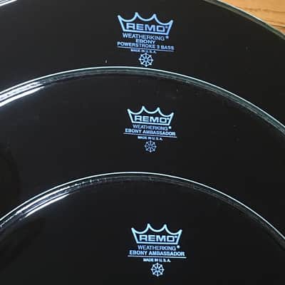 3 Remo Weatherking Ambassador EBONY 20/16/12 BASS TOMS Drum Heads Drums Lot USA image 3