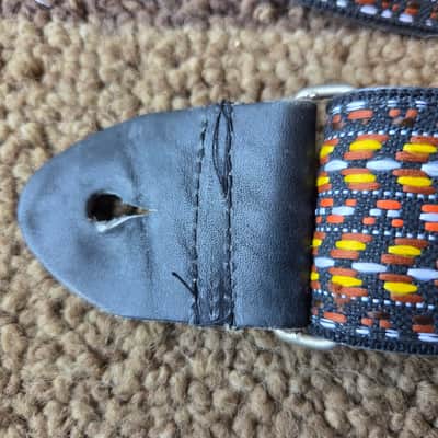 Vintage 1970's Ace-Style Guitar Strap! Yellow/Brown Woven Pattern, Metal Buckle! Original Case Candy! image 2