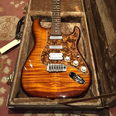 Warmoth Custom Strat 2013 Amber Dye Flame Maple Top Birdseye Maple Neck Seymour Duncan Pickups! image 12