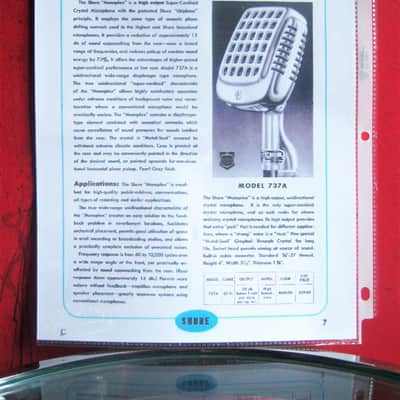 Vintage 1940's Shure 737A crystal microphone Satin Chrome w cable and data sheet image 3