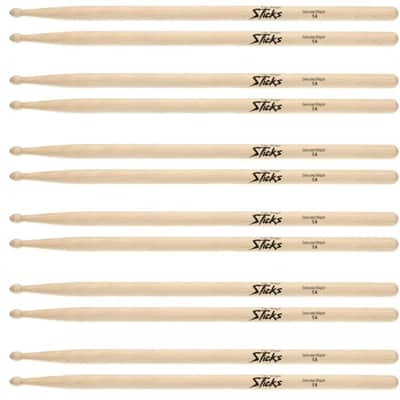 On-Stage Maple Drumsticks 12-pair - 5A - Wood Tip  Bundle with Dunlop PVP101 Guitar Pick Variety Pack - Light/Medium image 1