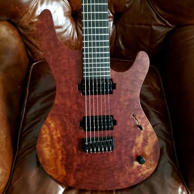 Used One Owner Mayones 2022 Regius 7 26.5" Camphor Burl top, No Binding, Exotic I neck, TEW body, Bare Knuckle Pickups Unity image 1