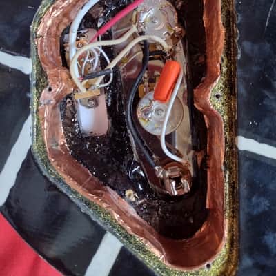 Jon's SG-Cruellacaster Black/White/Gold Sparkle with Gold Foil Pickup image 18
