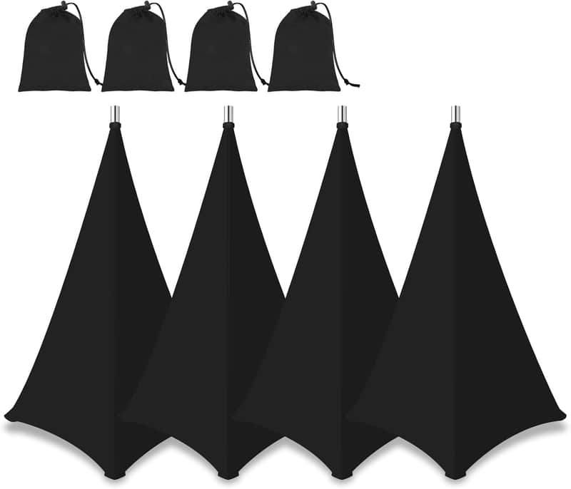 Speaker Stand Cover-Speaker Cloth with 360 Degree Cover, Speaker Tripod Scrim Cover for Speaker/Lighting with Free Travel Bag, 4 Pack Black image 1