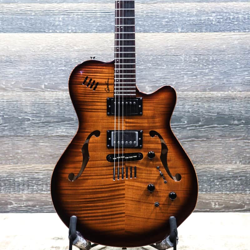 Godin Flat Five 'X' Lightburst High-Gloss Semi-Hollow Electric Guitar w/Case image 1