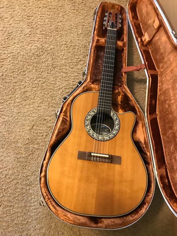 Ovation Country Artist 1674 nylon string guitar cutaway acoustic-electric  1985 made in USA with original hard case image 1