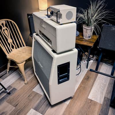 Marshall 1959SLP 35th Anniversary MK II Reissue 2-Channel 100-Watt Guitar Amp Head 1997 White w/ Matching 1960AX 4x12 Cabinet image 5