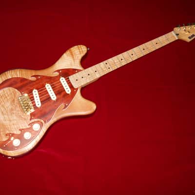 Custom Hand-Built  Purpleheart and Flame Maple "Sollow-Body" Guitar image 1