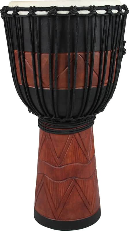 Toca Mahogany Wood Djembe Drum w/ 12" Goatskin Head - Hand Carved Diamond image 1