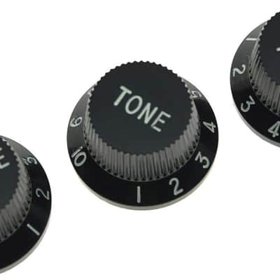 Set of 3 Black ST Strat Style Guitar Knob Volume Tone Knobs image 1