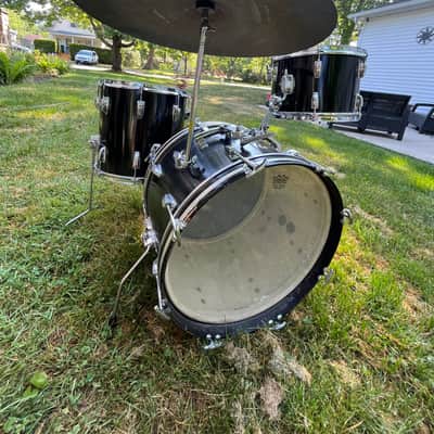 Ludwig No. 988 Downbeat Outfit 8x12 / 14x14 / 14x20" Drum Set with Keystone Badges 1968 - 1969 - Black Duco Lacquer image 3