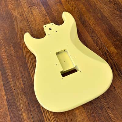 Yellow Strat Body Replacement Part for Stratocaster Banana Cream Milk White Moon White Import Bridge Spacing Used St Full Thickness image 7