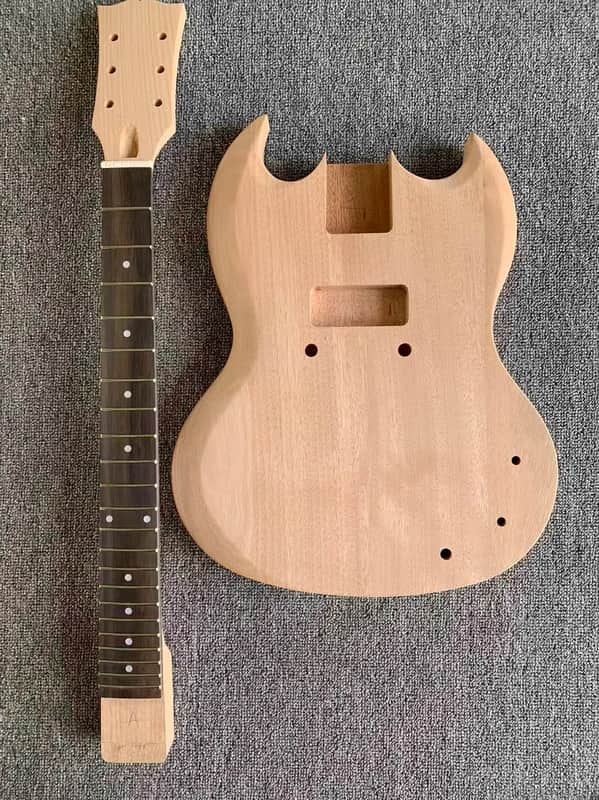 Unfinished Mahogany Wood Guitar Body, Single P90 Pickup, Rosewood Fingerboard Neck image 1