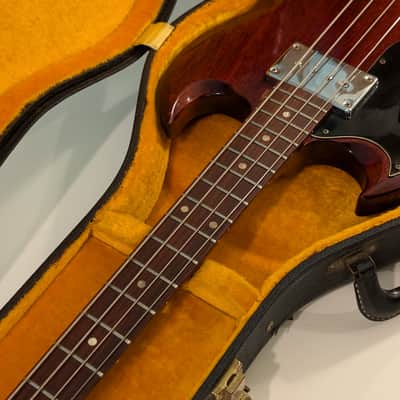 Left handed 1969 Gibson EB-0 electric bass - Cherry image 6