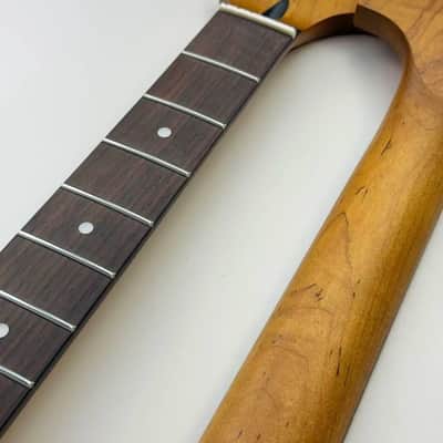 Tiger Maple Wood Guitar Strat Style Neck, Rosewood Fingerboard 22 Frets image 4