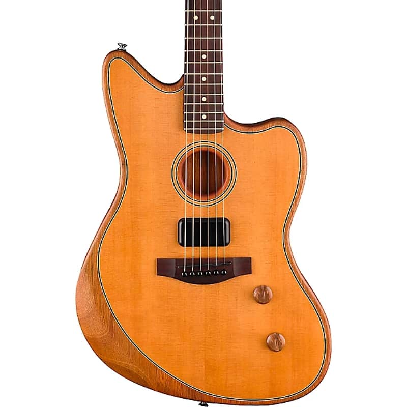 Fender Acoustasonic Standard Jazzmaster Electric Guitar. Aged Natural