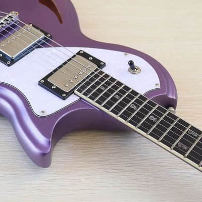 Metallic Purple Custom Handmade Electric Guitar, Okoume Wood Body, Maple Neck, Rosewood 24 Frets Fingerboard image 6