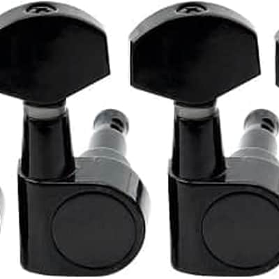 Pro 6 inline Sealed 2-Pins Guitar Tuners Tuning Pegs Keys Machine Heads Set for Fender Squier Strat Electric Guitar, Black image 1