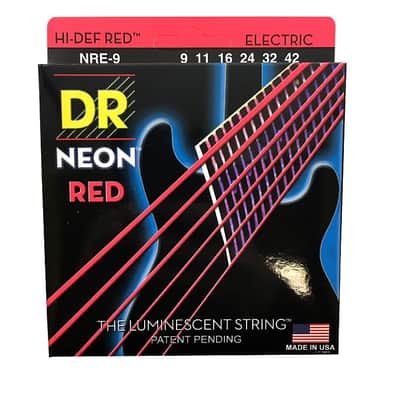 DR Strings Guitar Strings Electric Neon Red 09-42 Light