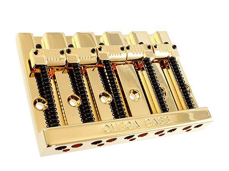 MINT Omega Badass Bass Style 5 String BRIDGE for Fender GROOVED Gold BB-3361-002 image 1