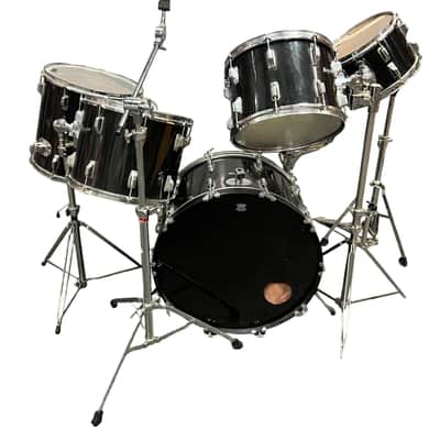 Vintage 1970's Rogers 7-Piece Drum Set, Black w/ Dyna-Sonic Custom Build Roger's Snare & Hardware image 1