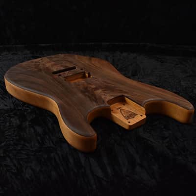 Strat Style Body - 1 Piece Mahogany with 2 Piece Walnut Top - Weight: 4 lbs 7 oz - EASY REACH NECK CARVE - 2-3/16" Heel Width image 3