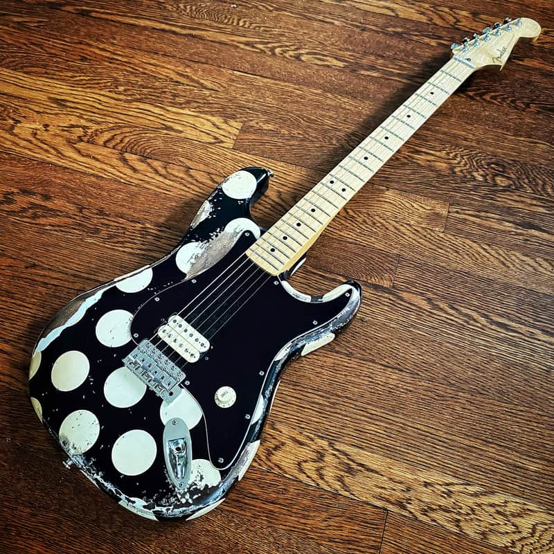Fender Baritone Stratocaster Neck on MJT VTS Body 2022 - Polka-Dot image 1