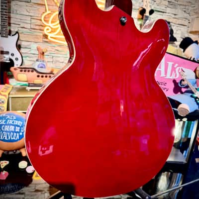 Vintage Guitar  VINTAGE LVSA500CR Red LEFT HANDED Zurda Thin Line SEMI ACOUSTIC GUITAR    Cherry Red image 12