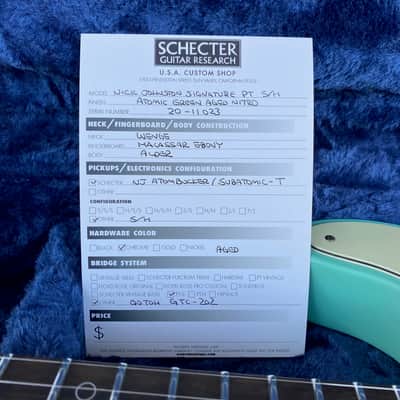 Schecter USA Custom Shop Nick Johnston PT, Atomic Green, Wenge Neck, Macassar Ebony Fretboard image 13