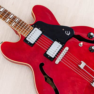 1981 Epiphone Riviera Vintage Semi-Hollow Guitar Cherry w/ Maxon Humbuckers, Japan Matsumoku image 8