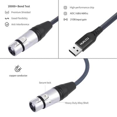 Xlr Female To Usb Mic Link Converter Cable,Xlr Female To Usb Microphone Cable,Microphone To Computer Recording Line-10Ft image 5