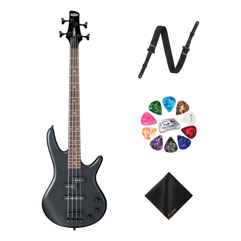 Ibanez GSRM20 4-String Bass Weathered Black Guitar, Right Handed+Strap+Picks Kit image 1