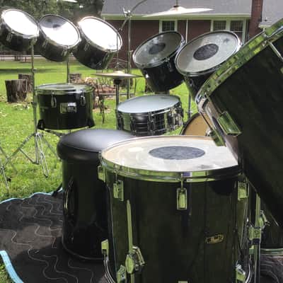 Pearl Peter Criss 1970’s KISS Alive 2  Drum Set Black/Chrome 14-Piece Fiberglass Concert Tom Drums image 10
