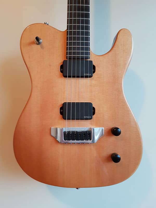 Warmoth Telecaster, Spruce on Mahogany, Piezo, SS Frets Clear Finish image 1
