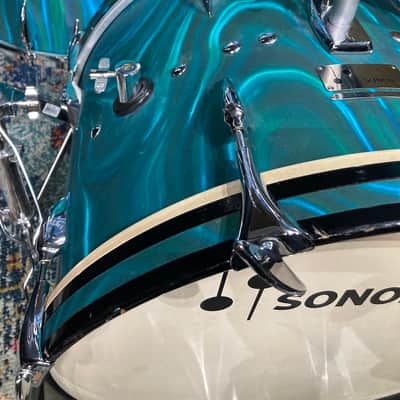 Sonor "Chicago" 3-Piece Drum Set 1965 - MF Marine Turquoise Satin image 6