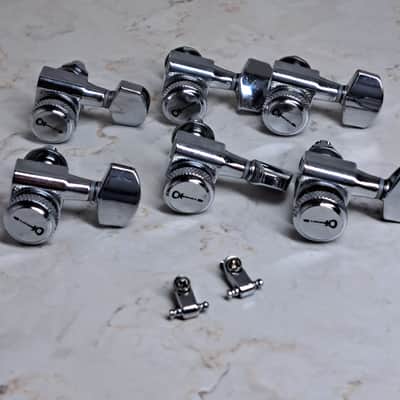 Charvel MIM Pro Mod So Cal Tuners Tuning Pegs 6 In-line Dual Pin & 2 String Trees- Chrome Finish image 1