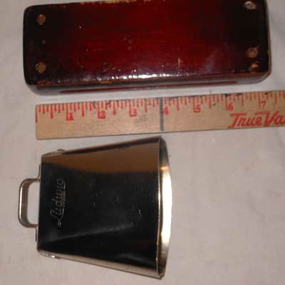 Vintage 1965 Ludwig Bell-Block holder w/golden Tone Cowbell & Woodblock image 6