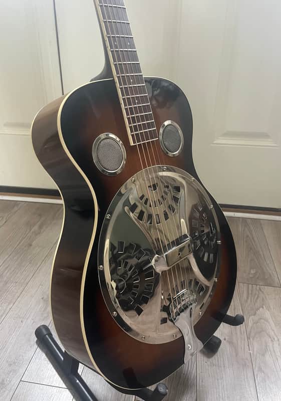 Vintage Regal Round Neck Resonator Acoustic Guitar Sunburst image 1