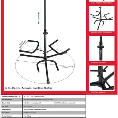 Gator Frameworks Adjustable Triple Guitar Stand; Holds Three Electric or Acoustic Guitars image 6