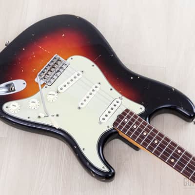 1961 Fender Stratocaster Vintage Guitar Sunburst Slab Board w/ Flame Neck, Hangtag, Strap & Case image 8