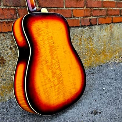 Early 1970's Univox MIJ Dreadnaught - Flame Maple Sunburst - Sold Woods - w/OHSC image 2