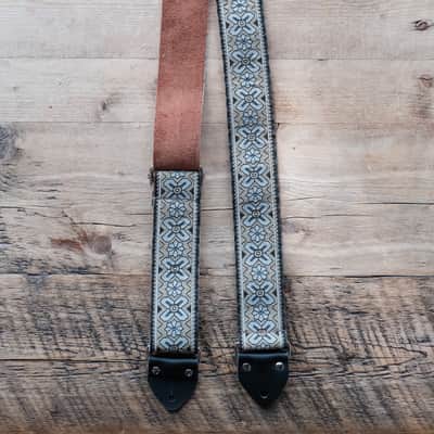 Vintage Gold 60s/70s Hippie Guitar Strap / Real Suede Backing / Handmade in the UK image 2