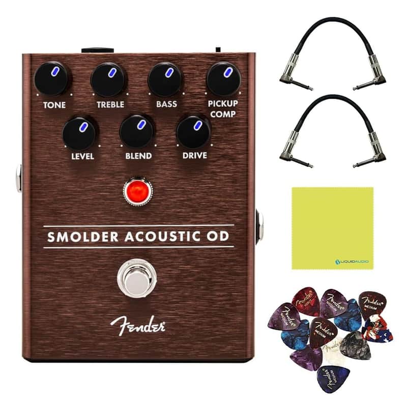 Fender SmolderĀ® Acoustic Overdrive Effects Pedal Bundle w/2x Strukture S6P48 ... image 1