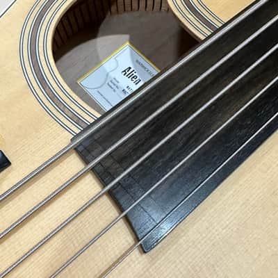 Warwick RockBass Alien Deluxe Thinline Hybrid 5 String Fretless Acoustic Electric Bass Guitar - Natural image 14