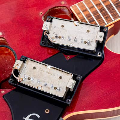 1981 Epiphone Riviera Vintage Semi-Hollow Guitar Cherry w/ Maxon Humbuckers, Japan Matsumoku image 16