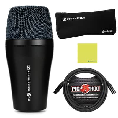 Liquid Audio - Sennheiser E 902 Cardioid Dynamic Kick Drum Microphone Bundle w/Pig Hog PHM10 8mm Mic Cable Polishing Cloth image 1